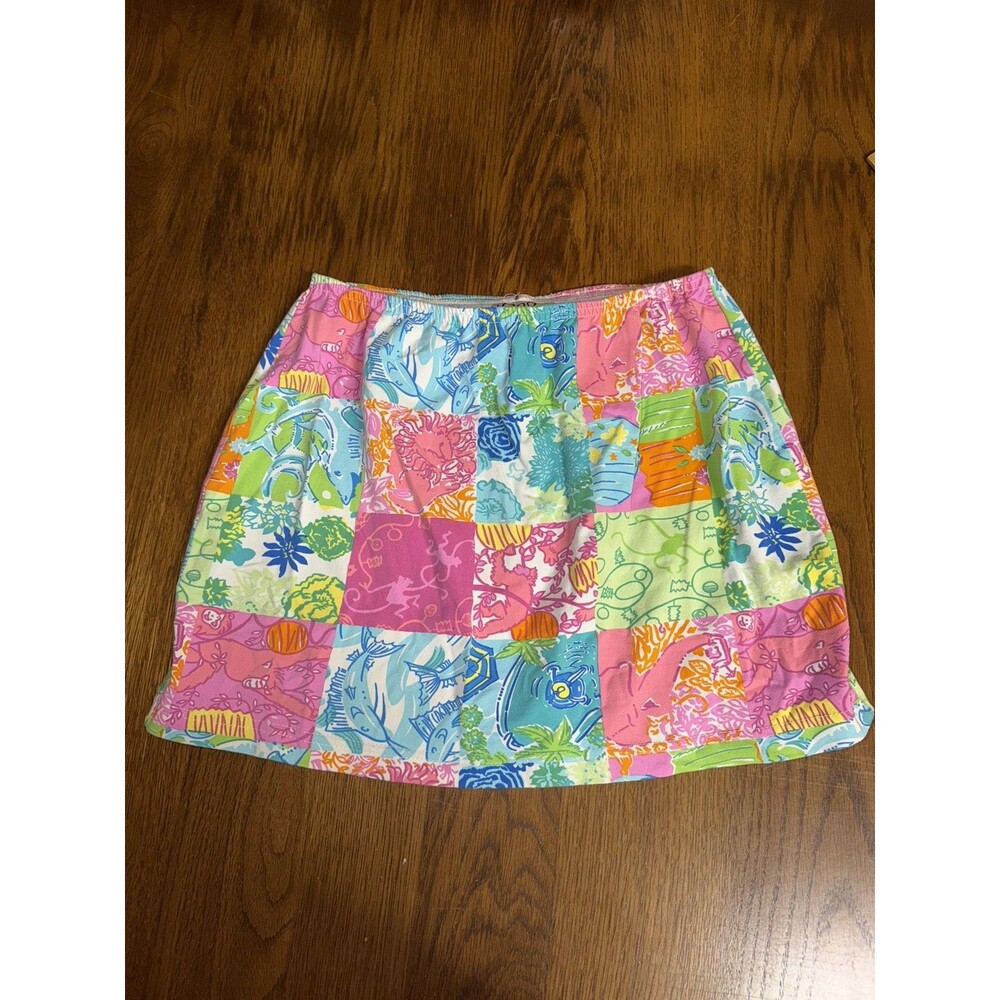 LILLY PULITZER Vintage Patchwork Skirt Resortwear Summer Beach Coastal Size M
